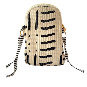 Sac bandoulière en coton imprimé au bloc de Jaipur de qualité supérieure, motif géométrique, fermeture éclair, sangle unique, écologique, pour téléphone portable, usage quotidien - Product Image 1