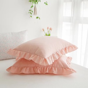 Housse de coussin carrée rayée avec bord festonné, taie d'oreiller en coton, décoration d'intérieur - Product Image 4