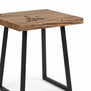 Taburete de Madera Industrial Moderno con Cajón y Base Metálica, Taburete de Almacenamiento Contemporáneo de Lujo para Dormitorio y Almacén - Product Image 4