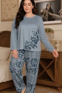 <b>Women</b> <b>Pajama</b> Set Cotton Blend Sleepwear Two <b>Piece</b> Loungewear Floral Pants Lounge Set for Home - Product Image 6