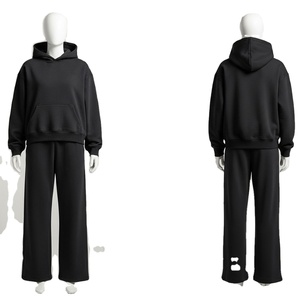 Sudadera con capucha de cremallera completa, conjunto de chándal liso teñido, traje deportivo informal con logo personalizado para hombre y unisex, conjunto de jogger 100% algodón de secado rápido y transpirable. - Product Image 5