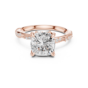 Bague de fiançailles classique en or jaune avec diamant rond brillant et diamants latéraux, certifiée GIA, pour femme - Product Image 5