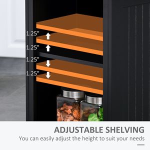 Tavolo da Cucina Moderno Nero Autoportante con Isola, Ripiani Regolabili, Cassetto e Vano Portaoggetti, Realizzato in Metallo, Acciaio, Rovere e MDF - Product Image 5