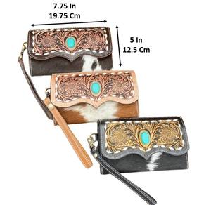 Portefeuille-bracelet pour femme, nouveau design occidental 2025, pochette en cuir de vachette, cuir véritable travaillé à la main, porte-monnaie et porte-cartes - Product Image 2