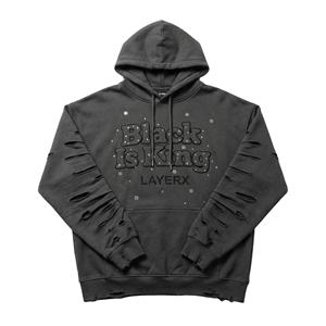 Sweat à capuche pour femme en molleton de coton 500 g/m², imprimé en relief, strass, effet vieilli, pull à badge, streetwear, vente en gros, personnalisable, en vrac - Product Image 1