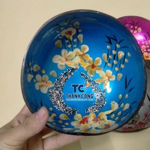 สินค้ามาใหม่ ชามมะพร้าวเคลือบเงาคุณภาพสูง งานเพ้นท์มือเวียดนาม ลายทิวทัศน์เขตร้อนแบบมินิมอล ขายส่งโดยตรง - Product Image 1