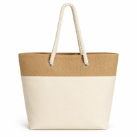 Sac fourre-tout de plage en toile de jute avec poignées en corde, soufflet à œillets, personnalisable avec logo, vente en gros, promotionnel, pour le shopping, le marché, la vente au détail et les cadeaux