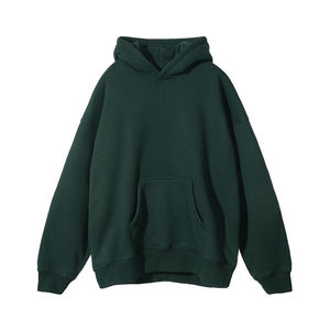 Sweat-shirt à capuche en coton épais pour homme, pull uni d'hiver, broderie de logo personnalisée, impression en relief, vêtements dorés - Product Image 2