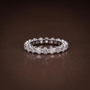 Bague d'éternité en diamant de laboratoire, coupe ronde, cercle complet, alliance de mariage, plaqué or massif 14K 18K, certificat de bijoux, cadeau de mariage - Product Image 1