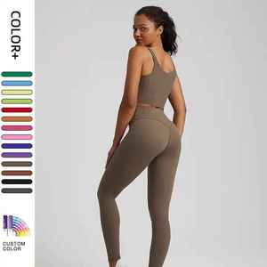 Conjunto de Yoga para Mujer: Top Deportivo de Alto Impacto con Sensación de Segunda Piel y Leggings, Conjunto de 2 Piezas para Fitness, Running y Ropa Deportiva Activa - Product Image 1