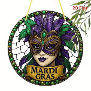CIFbuy Décoration Murale en Acrylique Style Vitrail Vintage Masque de Mardi Gras pour Fête de Jardin Thème TikTok pour Service de Retrait Temu - Product Image 4