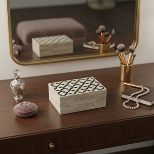 Decorative Handmade Bone Inlay Storage Box Geometric Pattern Luxury Jewelry Organizer <b>Keepsake</b> Gift Box Home Decor Craft Use - Product Image 3