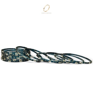 Bracelets élégants pour mariage, style cachemire, bleu foncé, en verre, avec pierres en zircon plaqué or, style tendance pour femmes - Product Image 4