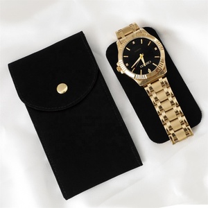 Puppysew túi đồng hồ với logo, chất lượng cao nhung da lộn Flap với nút đồng hồ lưu trữ túi đồ trang sức đóng gói túi với logo - Product Image 4