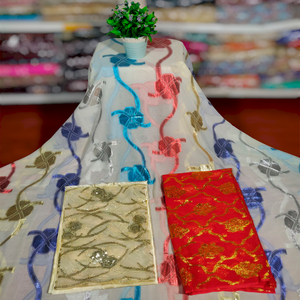 Vestido de Chifón con Estampado Floral Jacquard Fransawi, Tejido de Seda 100% de Calidad Superior, Glamour Atemporal para Niñas - Product Image 1