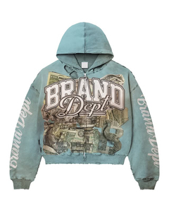 Sudadera con capucha y cremallera Distressed Street Icon, 100% algodón, estampado gráfico digital, colección urbana de lujo y moda premium - Product Image 5