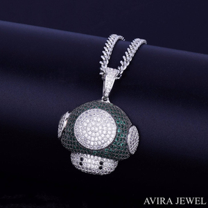 Moissanite Diamond Hip Hop <b>Pendant</b> <b>Necklace</b> Solid Sterling <b>Silver</b> 925 Yellow Rose Gold Plated Unisex Design for <b>Men</b> and Women - Product Image 1