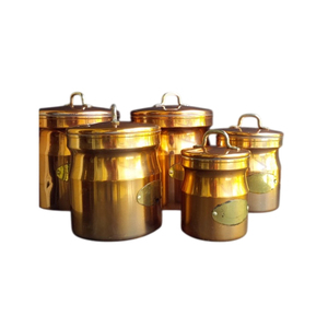 Luxury Hammered Metal Canister Set of Airtight Black Food Storage <b>Jars</b> with Antique Copper Lids Artisanal Industrial Farmhouse - Product Image 6