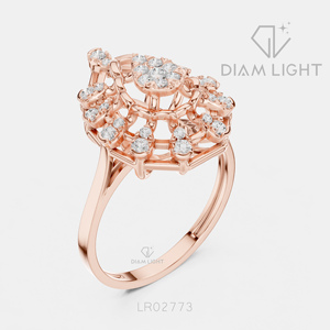 Bague de fiançailles de luxe en or blanc 14 carats avec diamant de laboratoire certifié IGI 0,381 carat, taille ronde, F+ VS+, pavé - Product Image 4