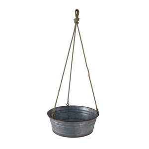 Maceta Colgante de Acero Galvanizado Resistente para Jardín y Hogar, Maceta de Metal Resistente a la Intemperie con Cuerda, Estilo Vintage - Product Image 1
