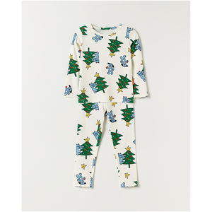 Conjunto de Pijama de Franela Azul Estilo Coreano OZKIZ para Niños de 2 a 6 Años, Cálido para Invierno, Moda Infantil, Venta al por Mayor, Diseño de Dibujos Animados - Product Image 1
