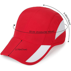 Gorra de béisbol de malla roja con paneles blancos en contraste, cierre ajustable con cinta adhesiva, gorra deportiva para exteriores para adultos - Product Image 2