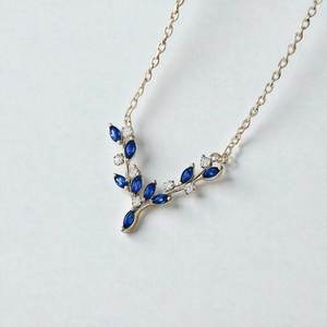Collier Feuille de Saphir Bleu en Argent Sterling avec Pendentif Marquise, Bijou Vintage Fait Main en Pierre Précieuse, Cadeau Unisexe, Vente en Gros Rajasthan - Product Image 2