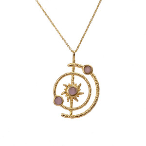 Aqua Chalcedony Rose Quartz Round Gemstone Pendant <b>Necklace</b>, <b>Boho</b> Style Jewelry for Women, Wholesale OEM Custom Gifts - Product Image 4