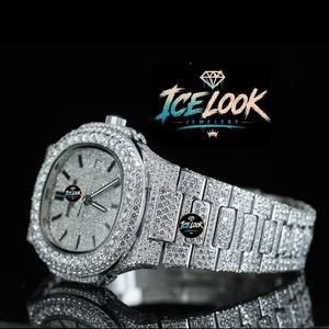 Reloj de Pulsera Mecánico para Hombre con Diamantes Moissanite, Brazalete de Acero Inoxidable, Esfera Redonda - Product Image 3