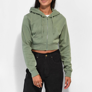 Wholesale Women Cropped <b>Zip</b> Hoodie Personalized Design High Quality Breathable Fabric Durable Stitching OEM Service Best Price - Product Image 1