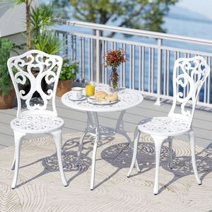 Conjunto de Bistro de Aluminio Fundido de 3 Piezas para Todo Clima con Orificios para Sombrilla, para Muebles de Jardín - Product Image 5
