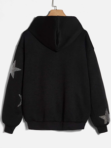 Custom Men's Street Clothing Manufacturer <b>Rhinestone</b> Embroidered Zipper-Up Hooded <b>Jacket</b> Designer Hoodie 100% Cotton Fleece - Product Image 6
