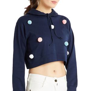 OEM Prix de gros Femmes Crop Top Lettre Imprimer Sweat à capuche ample avec impression de logo personnalisé Coton/Polyester Crop Top Hoodie - Product Image 3