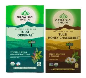 Organic India <b>Tulsi</b> Pack of 25 <b>Tea</b> Bags 1.74g 43.5 Grams Honey Chamomile <b>Tulsi</b> Original <b>Tea</b> 25 Infusion <b>Tea</b> Bags - Product Image 1