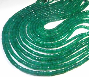 Cuentas de Ónix Verde Heishi de 5.5mm, Hermosas Cuentas de Ónix Natural con Orificio Central, 16 Pulgadas, Cuentas de Ónix Verde Facetadas - Product Image 4