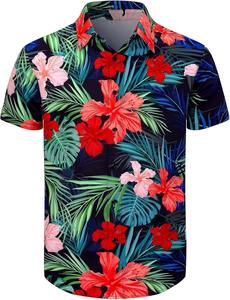 Camisa de hombre de manga corta con estampado tropical, informal, para playa, con botones, de verano, colorida, floral, para vacaciones, de algodón, camisa de verano para hombre - Product Image 6