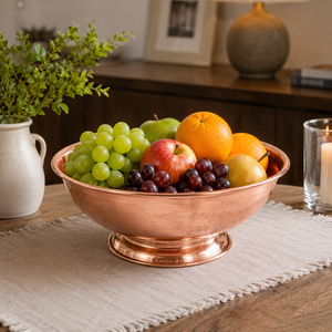 Bol sur piédestal en cuivre pur, bol de service, bol à fruits, vaisselle décorative en métal, bol de cuisine et de salle à manger en cuivre fait main, vente en gros - Product Image 2