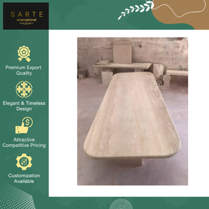 Table à manger en travertin de luxe moderne, tables d'appoint en pierre naturelle douce, qualité supérieure, approvisionnement en gros pour la décoration intérieure - Product Image 4