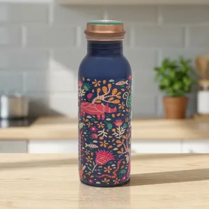 Printed Copper <b>Water</b> <b>Bottle</b> | Decorative Copper <b>Bottle</b> | Designer Copper <b>Water</b> <b>Bottle</b> | Floral Printed Metal <b>Water</b> <b>Bottle</b> - Product Image 5
