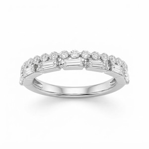 Bague minimaliste en moissanite, sertie de griffes, solitaire, coupe baguette, demi-éternité, pour femme, cadeau d'anniversaire de mariage - Product Image 3