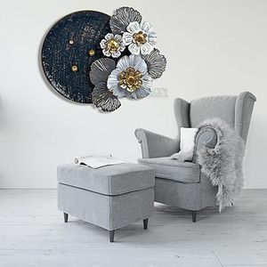 Contemporary Metal <b>Wall</b> Art Floral Design Circular <b>Decorative</b> Accent Handmade Home Hanging Artwork - Product Image 6
