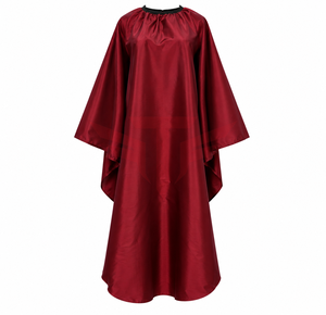 Capa de peluquería satinada de manga larga, impermeable, para cortar el cabello, para salón de belleza, barbería, color borgoña - Product Image 1