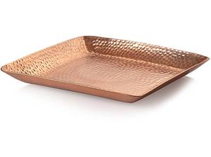 Bandeja cuadrada de cobre martillado, artesanía metálica decorativa rústica, pieza única para servir, decoración del hogar, cocina, mesa de comedor. - Product Image 6