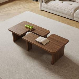 Mid Century Modern Coffee <b>Table</b> and Adjustable <b>Side</b> <b>Table</b> Two Piece <b>Set</b> for Living Room Furniture - Product Image 1