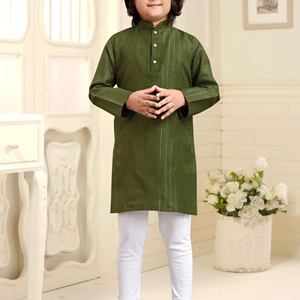 Ensemble Kurta Traditionnel Bandhani Little Maharaja en Coton Séchage Rapide Coupe Classique Longueur Ras du Sol pour Garçons – Idéal Mariages, Diwali, Fêtes, Toutes Saisons - Product Image 1