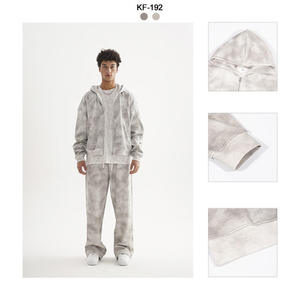 Sweat à capuche zippé en molleton 410G pour homme, style streetwear robuste et vieilli, coupe ample - Product Image 2