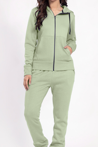 Chándal con capucha para mujer, pantalones deportivos informales de color liso, manga larga, cintura elástica, bolsillos laterales, ropa de otoño - Product Image 6