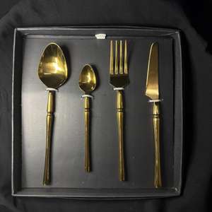 Gold PVD coated Flatware Set of 4 Cutlery Spoon Fork Knife Sturdy Design Perfect <b>Wedding</b> Rental Cutlery Direct From Manufacturer - Product Image 6