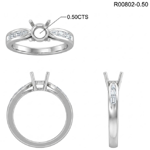โรงงานโดยตรงแฟชั่นเครื่องประดับ 18 พันทองคําขาวทอง vvs เพชรรอบ Mount 0.50cts ศูนย์กึ่ง Mount แหวนหมั้นสําหรับสตรี - Product Image 6