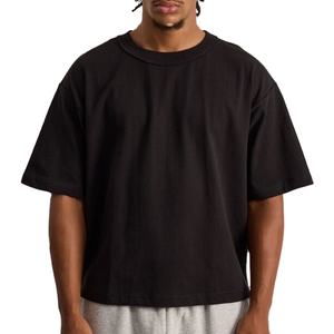 T-shirts décontractés pour hommes style jersey, impression numérique personnalisée, 220 GSM, coupe ample et carrée, en coton noir vierge, écologiques - Product Image 1